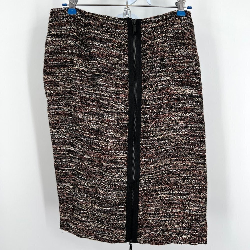 Lafayette 148 Boucle Skirt‎ Ribbon Woven Brown Career Size 12 Petite